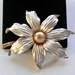JUDY LEE Vintage Enamel White on Gold Flower Brooch Pin