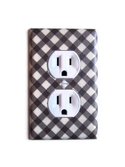 Brown & Cream Lattice Outlet Plate, wall decor