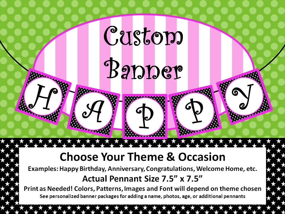 Custom Banner - Choose your Theme & Occasion - Birthday, Anniversary, Baby Shower, Graduation, etc. - Custom DIY Printable Party Decorations Il_570xn