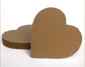 Big Kraft hearts, handmade paper, recycled, deckle edge, set of 10