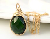 Green Quartz Necklace, Green Necklace, Bezel Set Necklace, Wire Wrapped Necklace