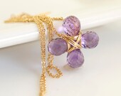 Amethyst Necklace, Purple Necklace, Bridal Necklace, Gold Necklace, Delicate Necklace