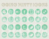 Social Media Icon Set - Instant Download  -  Minty Green// Icons for Facebook, Twitter, Pinterest, Etsy, Instagram, Flickr - Light Green