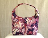 Lunch Bag Insulated, Women Lunch Bag, Women Small Purse,Fabric Lunch Bag, Eco Friendly Lunch Tote, Amour Brush Purple Flower
