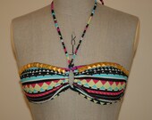 Aztec Gold Studded Bandeau Bikini Size Small (US- 6 UK- 8)  Bikini Swimwear Swimsuit With Matching Bikini Bottoms