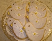 Sweet Love Bird Decorated Sugar Cookies for Shower, Wedding, Birthday - 1 Dozen