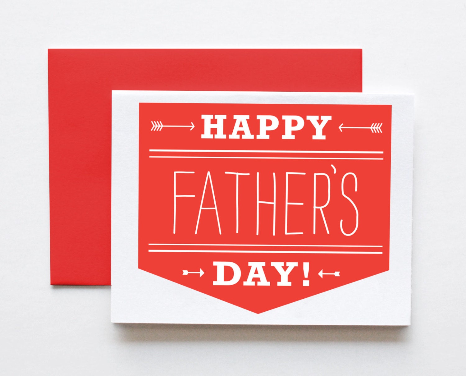 Happy Fathers Day Card, Red, Arrows, Typography