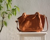 Slouchy Leather Satchel Bag in Tan
