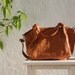 Slouchy Leather Satchel Bag in Tan