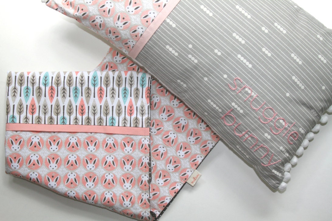 snuggle bunny organic cotton pillow and blanket set SALE