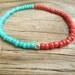 Turquoise and red color block bracelet