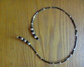 beaded bookmark, black and silver