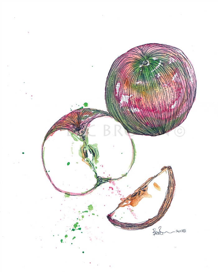 Watercolour Apples Painting 8x10" Print (unframed)