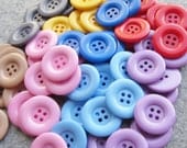 Bulk Pack - 80 BIG Buttons. 2.8cm resin buttons. 10 each Colour - Red, Purple, Pink, Blue, Baby Blue, Yellow, Slate and Coffee Cream.