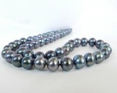 Long Black Pearl Necklace Bridesmaid Jewelry - Hand Knotted Peacock Pearls