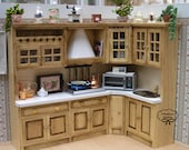 Miniature Dollhouse Kitchen Unit, Full Equipped, 1 : 12