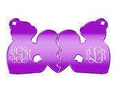 Monogram Keychain Necklace Heart Bear dog tag Acrylic Mirror Personalized Name Gift Love Handmade Puzzle Heart