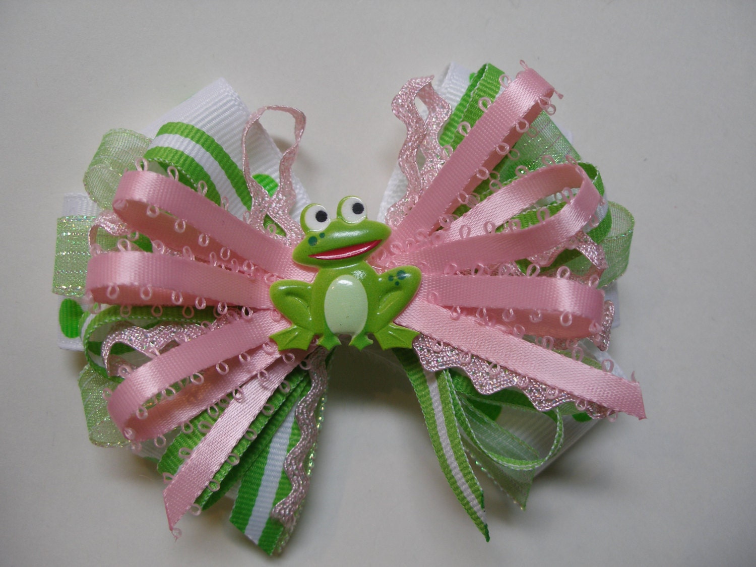 So CROAKIN cute Lime Green Frog and Pink Hair Bow Polka a Dot Boutique Toddler Girl