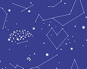 Constellations Collection - Lizzy House for Andover - Star Charts in Purple - Half Yard