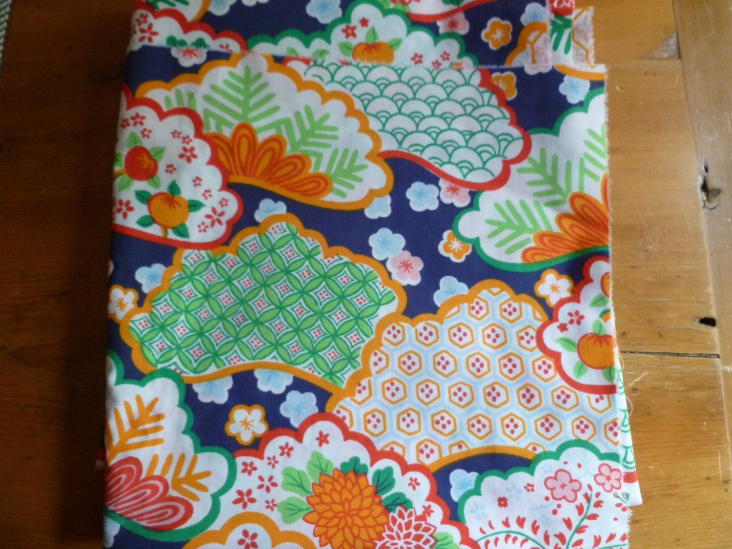 Bright Colorful Oriental Design Vintage Bed Sheet Fabric - 2 Pieces - Perfect for Curtains or Pillows - Eclectic Bohemian Decor