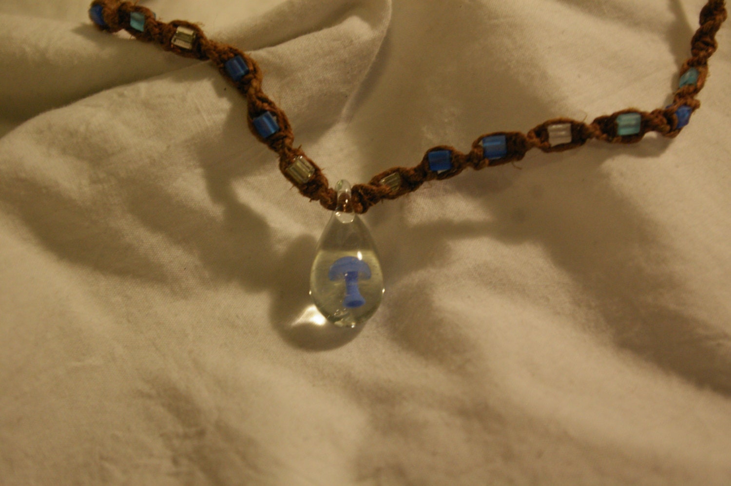 Mushroom Bead Hemp Necklace