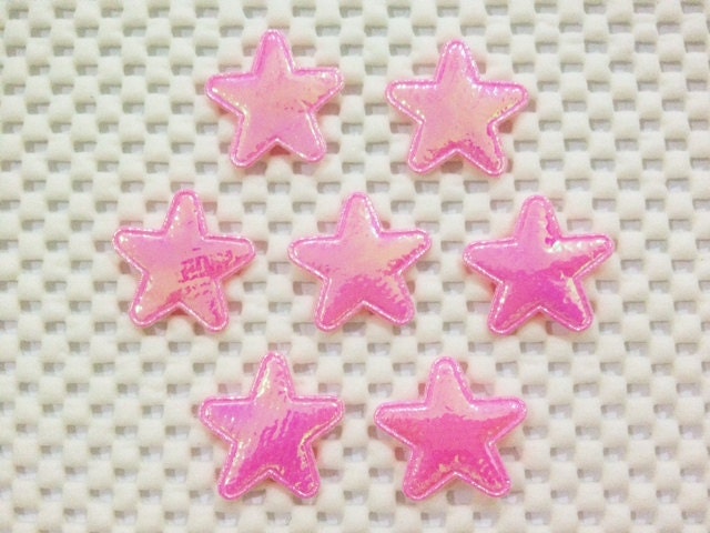 40 pcs - Padded Shiny Star Appliques - size 25 x 25 mm (1") - Light Pink color