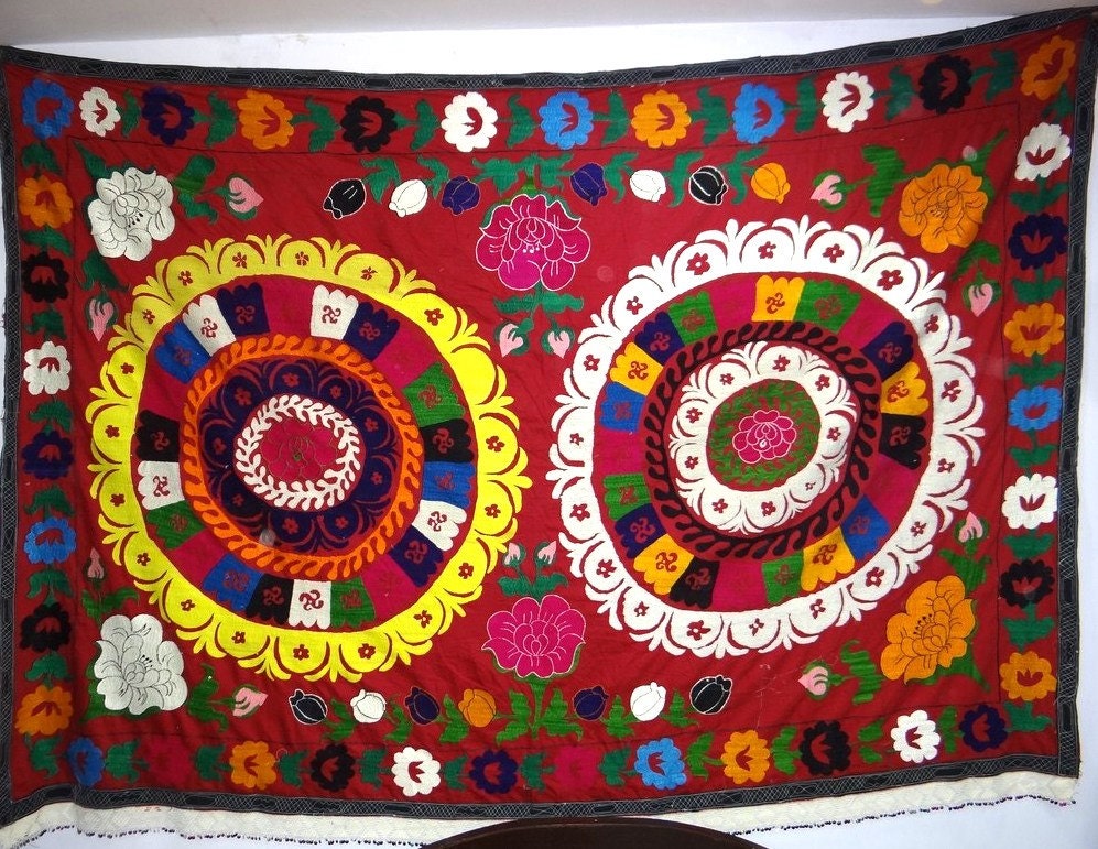 suzani rugs vintage suzani throw handmade suzani wallhanging