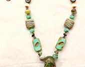 TEEKY - Necklace,Handmade,Semi Precious,Clay,Turquoise,Copper,Grey,Wood,Summer,Boho