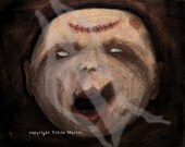 Undead Zombie Horror Baby- Pastel Drawing signed 8.5 X 11 art print