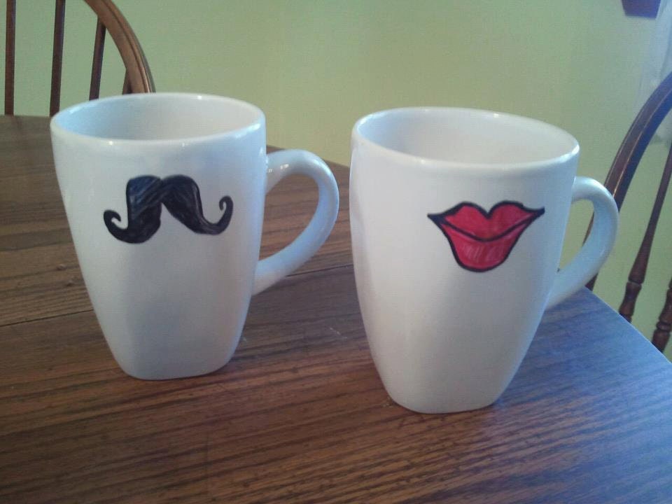 CUSTOM Hand Painted Mr. and Mrs. coffee mugs.