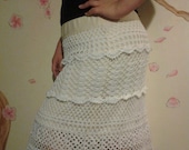 crochet skirt lined in cotton, white, Spring, Fall, Women, Woman, cotton, handmade, romantic