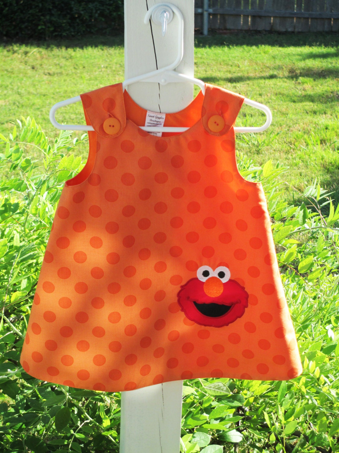 Elmo - Orange Dot - Baby Girls Dress - Custom Boutique Clothing  - Toddler Clohthing  - Tutu Outfit - Birthday Outfit - 0-3m to 4T