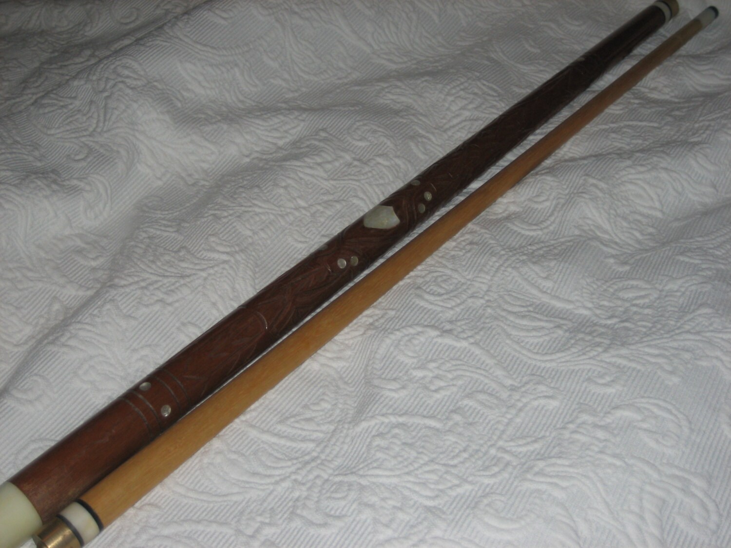 Vintage carved pool cue by TwiceUniqueBoutique on Etsy