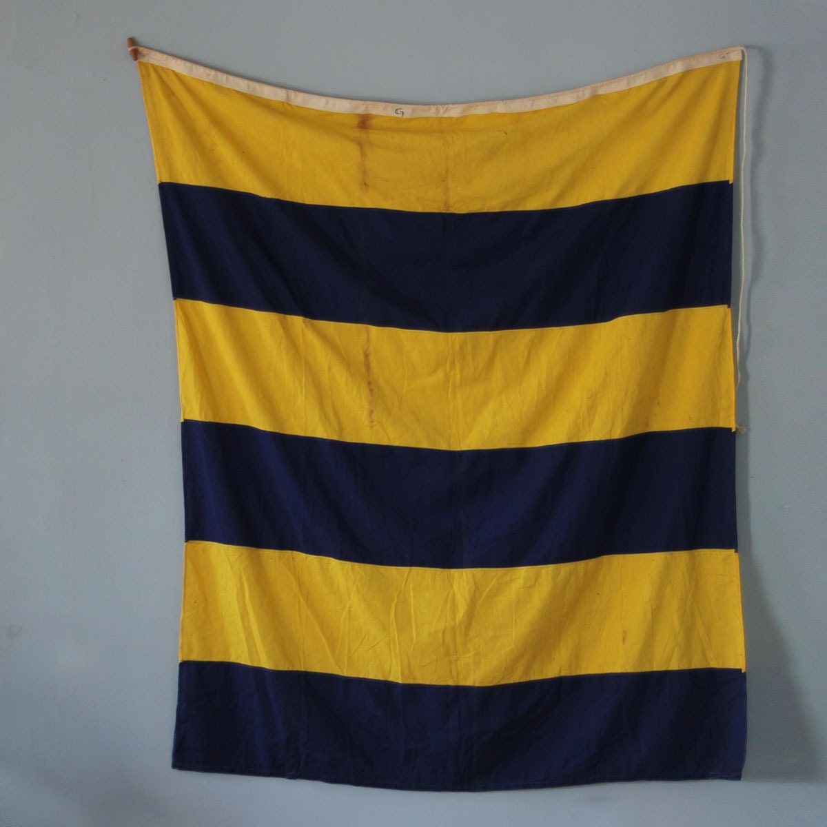 Large Navy and Yellow Stripe Cotton Nautical Signal Flag