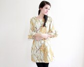 PETITES - MEDIUM Chains Print Pullover Shift Dress with Sleeve Ruffle