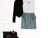 PETITES - XS. or S. Stripe Pencil Skirt with Peplum Flounce
