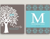 Family Prints Personalized Name Family Tree Birds Monogram Home Decor Art - TWO 8 x 10  You Choose Your Colors Gift Guide