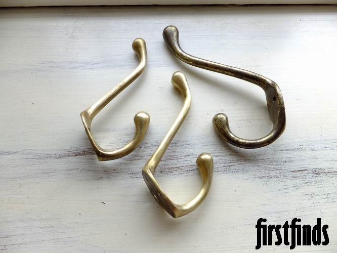 3 Large Vintage Coat Hooks Double Wall Hangers Rack Towel Hook Metal Hardware