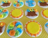 12 Fondant Edible Cupcake/Cookie Toppers - Luau Hula Hawaiian Theme 2.