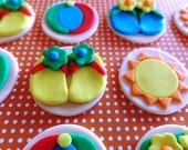 12 Fondant Edible Cupcake/Cookie Toppers  - Pool/Beach Party