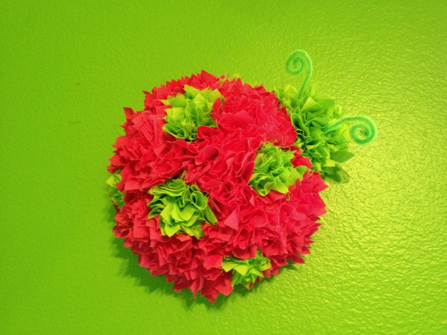 Children's wall decor - pink ladybug with lime green spot