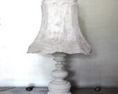 Table lamp, handfelted lampshade on painted vintage foot. subtle natural white and wam-gray design.