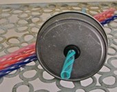 New One Piece Lid - Hand Made Mason Jar Commuter  LId  And BPA Free Reusable Straw---OPML-1