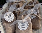 Birdseed Wedding Favors In Natural Burlap Bags With Tags - 50 Pieces