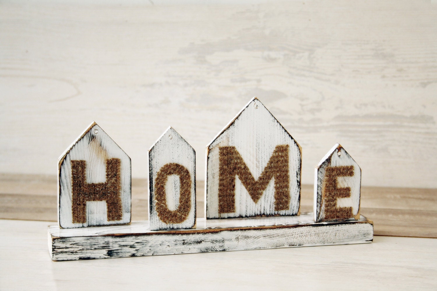 Home Label Desk Organizer Paper Holder Houses Country House Office Accessory Rustic Decor White Brown Burlap Decor