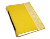 Yellow Leather Journal with Lace - Handstitched Handbound Blank Book Notebook - Travel Journal - Rustic Anniversary Gift for Women