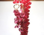SALE Deep Red Garnet Glass Lariat With Gold Wirework