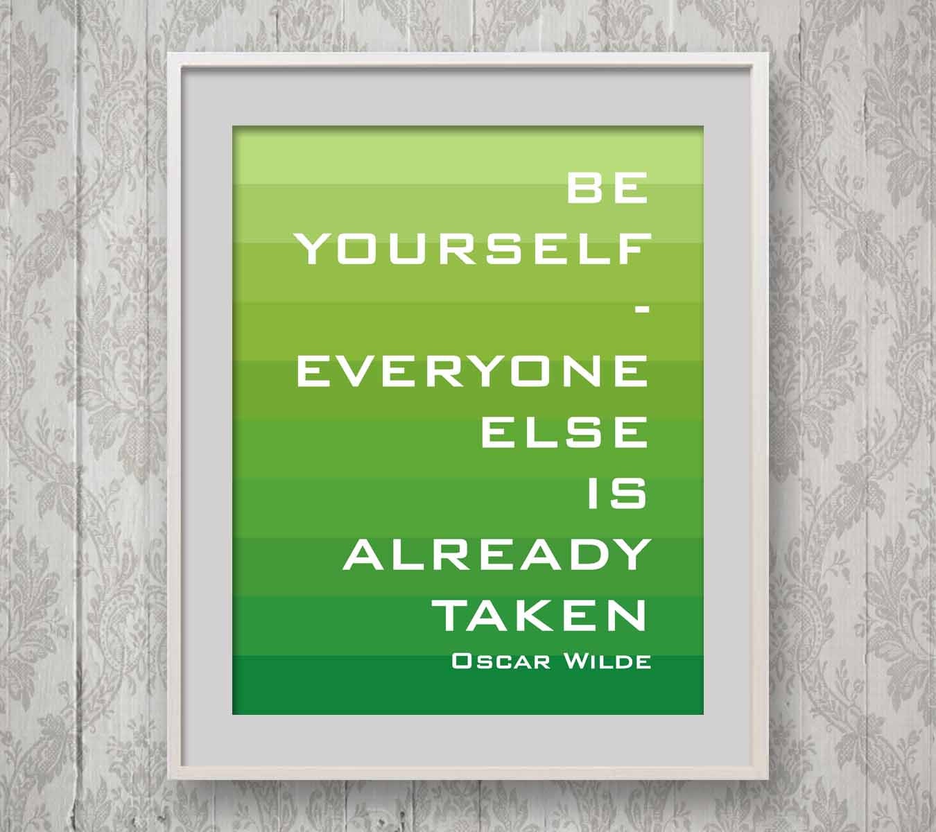 Oscar Wilde Quote Print, Green stripe, 8x10, Famous Quotes, Inspirational words, Modern Typography, teen gift, literature lover