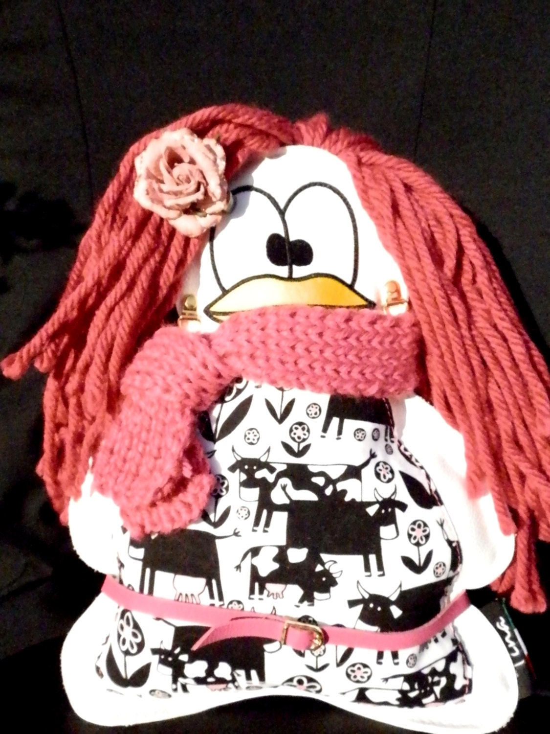 Fuchsia BorsetTina..Unique Piece, 100% Italian HandMade Miss Penguin, Leather Bag-Purse, Free Shipping