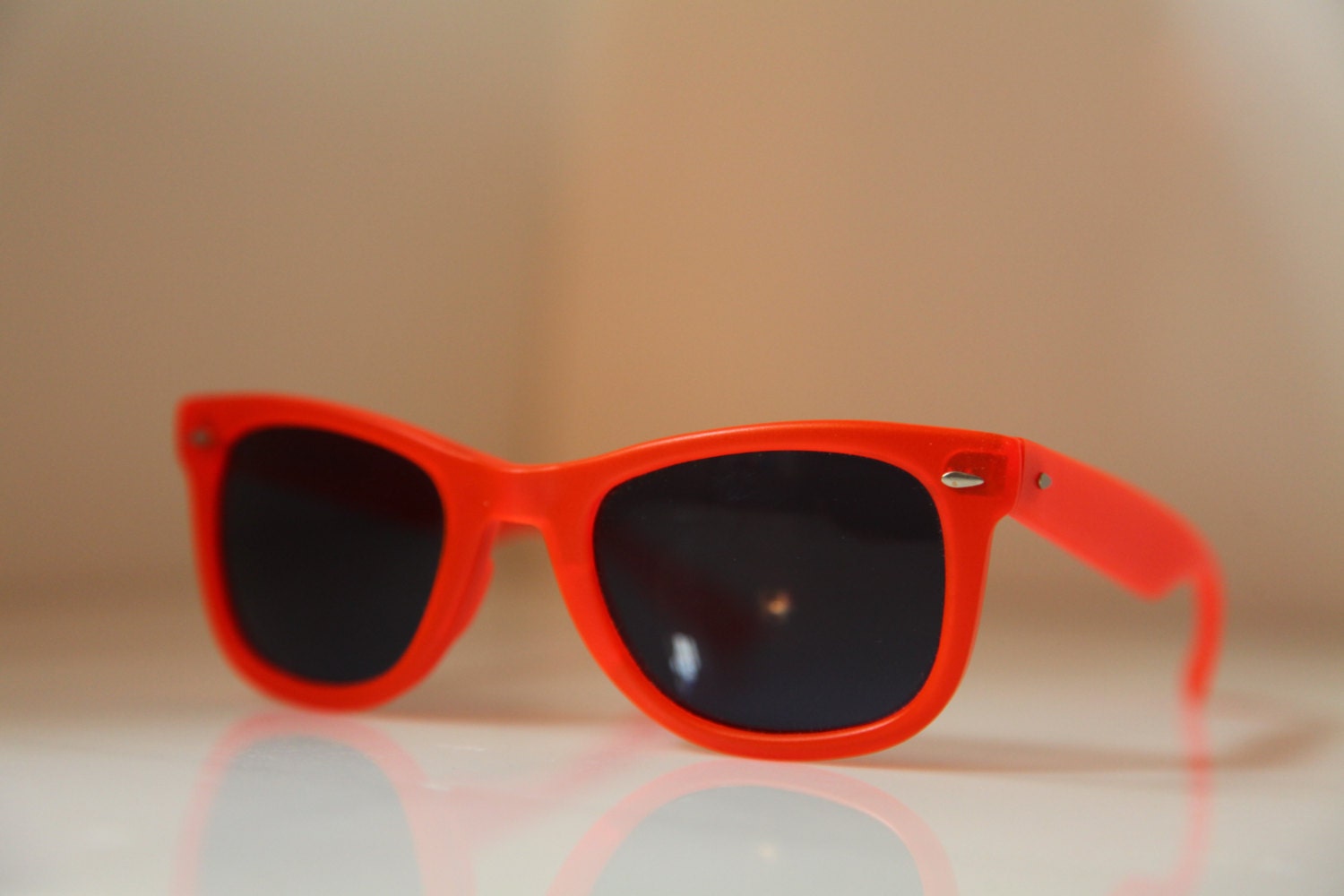 Vintage Polaroid Dark Neon Orange Frame Sunglasses, Tortoise Frame, 8567A